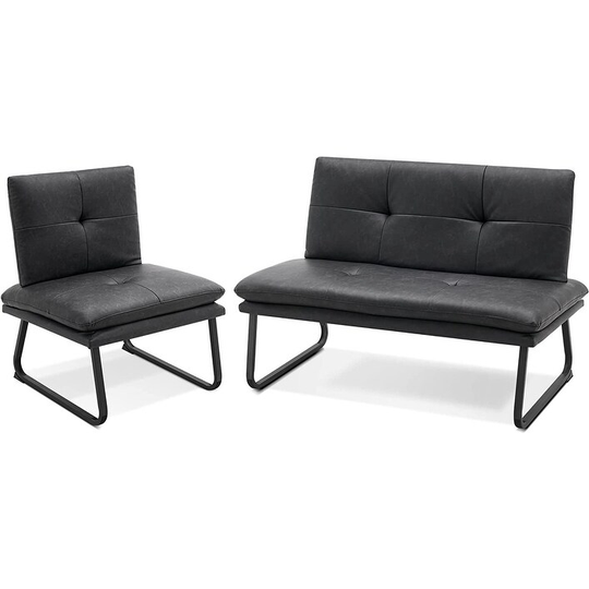 Mcombo Loveseat & Single Sofa Chair, Faux Leather Sectional Sofa Set, Configurable Couch Set of 2 for Living Room 4812+W706