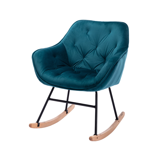 Comfortable Modern Design Velvet Rocking Chair with High Backrest and Cozy Armrest ,Ergonomic Chair for Livingroom