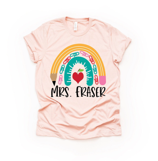 Teacher Shirt, Pencil Rainbow Personalized Custom Name Team Tees