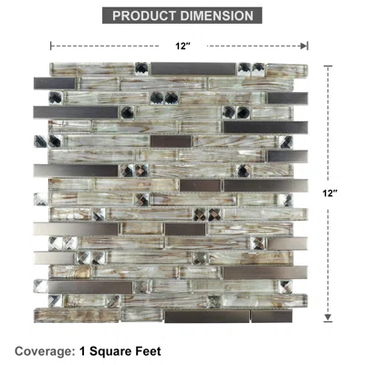 Herblay Metal/Glass Linear Mosaic Tile