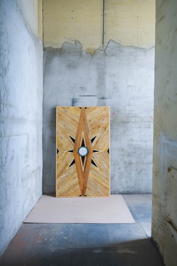 Custom Reclaimed Wood Dining Table Top With Marble & Granite Inlay