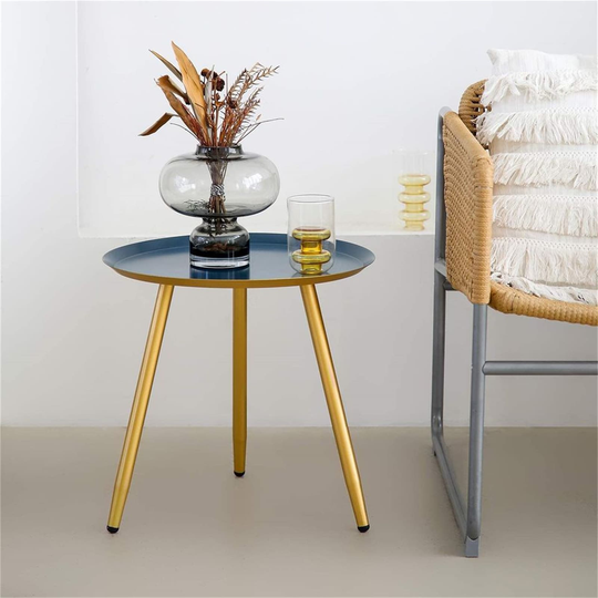 Round Metal Coffee Table Tray Accent Table Nightstand Bedside Table