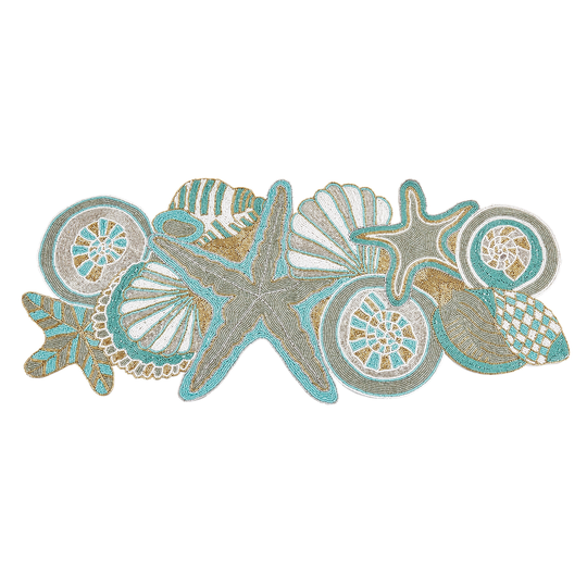 Sea Shell Beaded Design Table Runner - 13"x36"