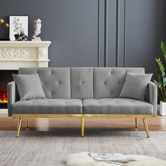 Velvet Loveseat Sofa Bed, Couch Adjustable Back Convertible Sleeper Sofa