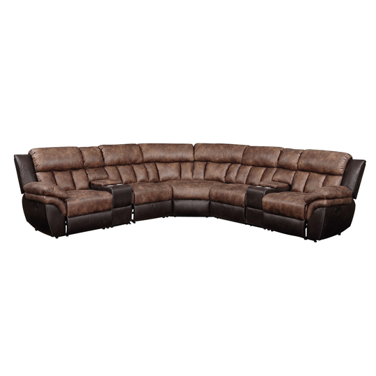 Jaylen Sectional Sofa (Motion) in Toffee & Espresso Polished Microfiber