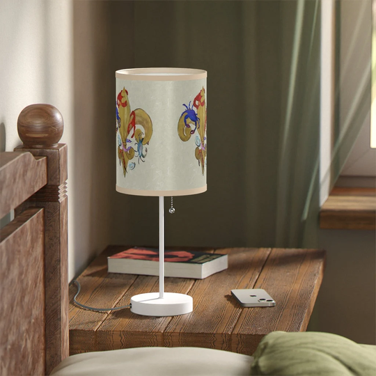 Cajun Fleur De Lis Bayou Home Table, Desk Or Bar Lamp On A Stand, With My Art. Us|Ca Plug. Louisiana Gift Lamp
