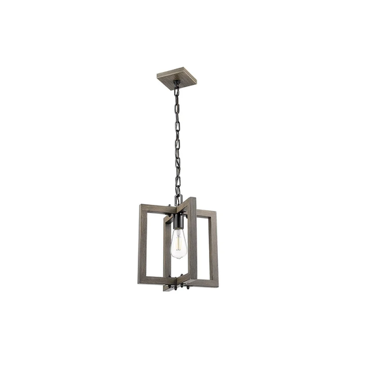 Vivio Lighting Roxton Series 1-Bulb Pendant Light Matte Black and Wood