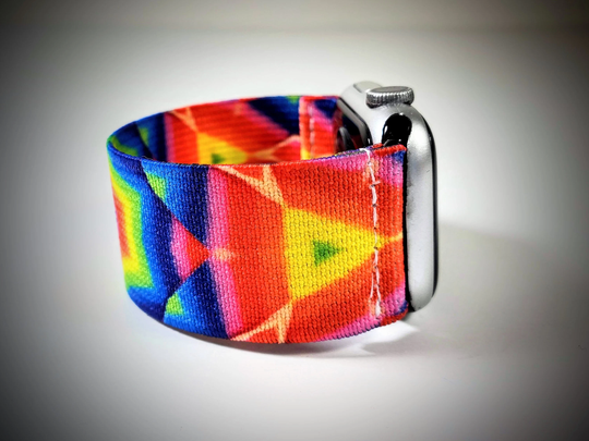 Rainbow Geometric Elastic Watch Band For Apple - 38mm 40mm 41mm 42mm 44mm 45mm ; All Series | Models 1 8 & Se