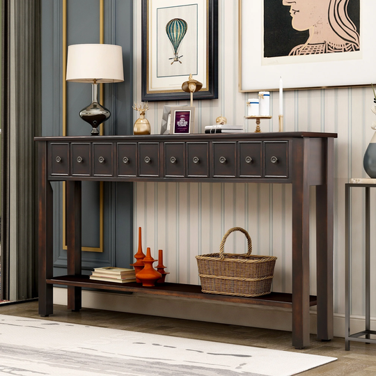 Rustic Entryway Console Table,sofa Table with 2 Drawers