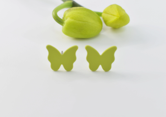 Color Earrings, Ce-Ear03Bf, 2Pcs, Matte Enamel Coated Brass, Colored Butterfly Butterfly 12x10mm, Titanium Post