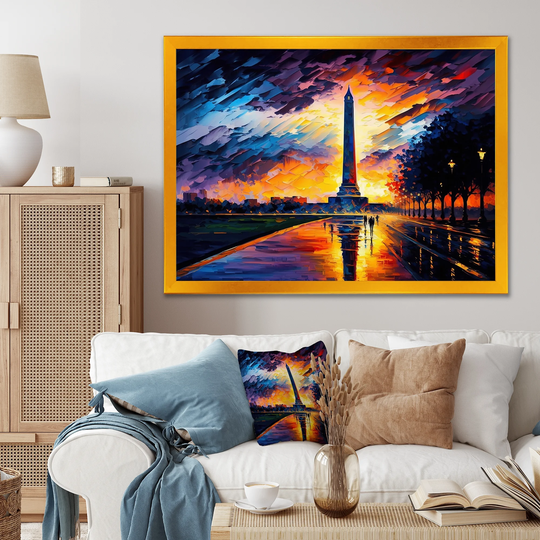 Designart 'Colorful Washington Monument' Cityscapes Framed Art Print
