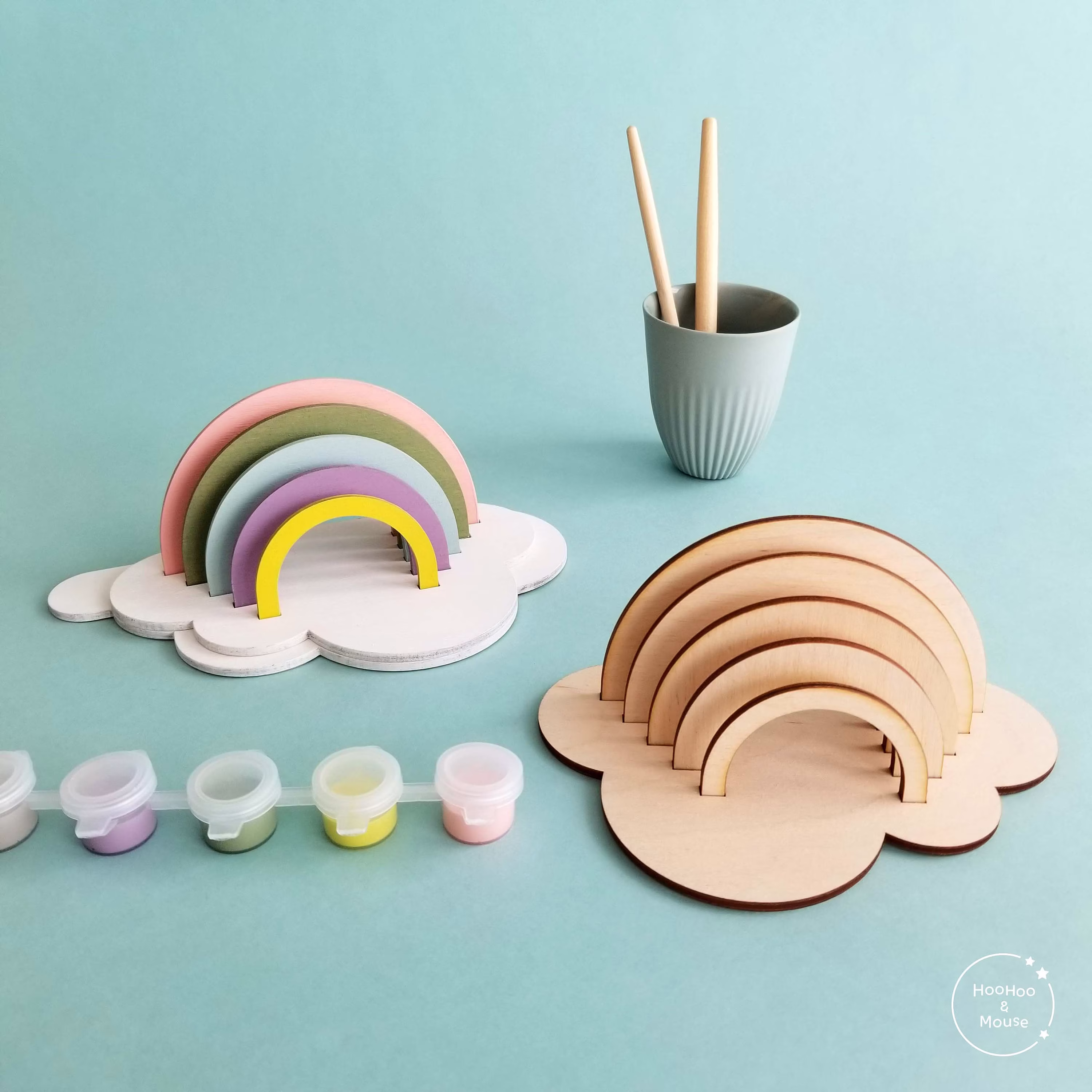 Rainbow Paint Kit, Diy Rainbows, Kid Craft, Birthday Gift, Stocking Stuffer, Baby Shower Activity, Party Favor, Rainbow Decor, Lasercut Wood