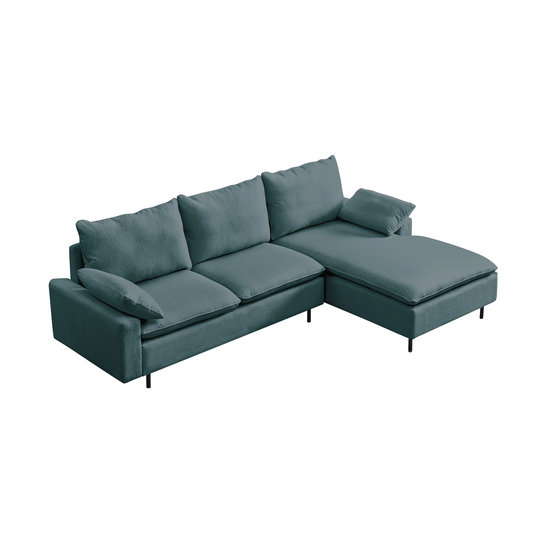 L Shaped linen sectional sofa with left chaise