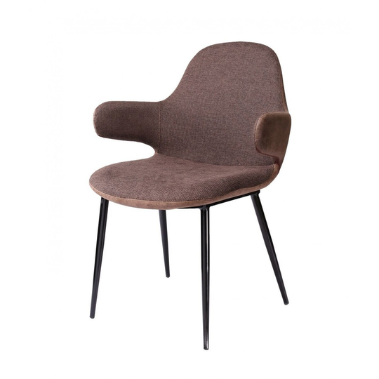 33" Stylish Brown Fabric and Faux Leather Accent Chair - 33" x 23" x 24"
