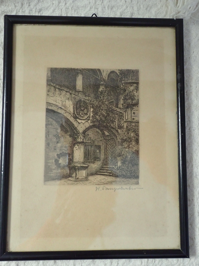 Orig. Etching Oberammergau Passion Play 5 1/2" X 7" Framed Pencil Signed Dated