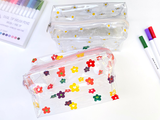 Flower Power Pencil Pouch | White, Multicolor Jessica's Journal