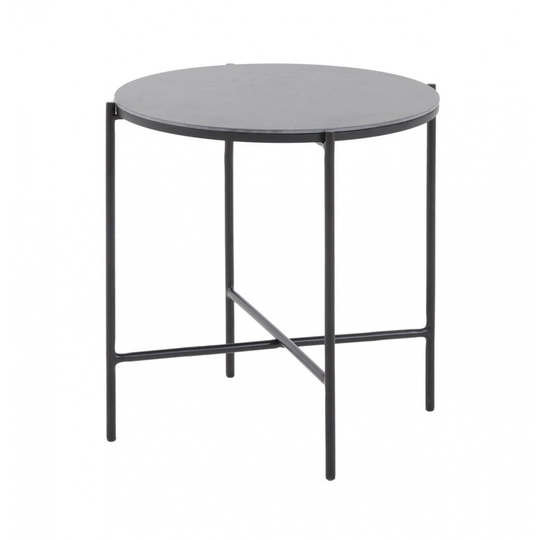 Modern Industrial Black Round Ceramic Side Table - 20" x 20" x 20"