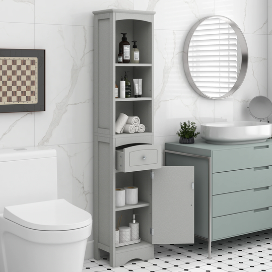 CTEX Tall Bathroom Cabinet with Drawer, Storage Cabinet and Adjustable Open Shelf