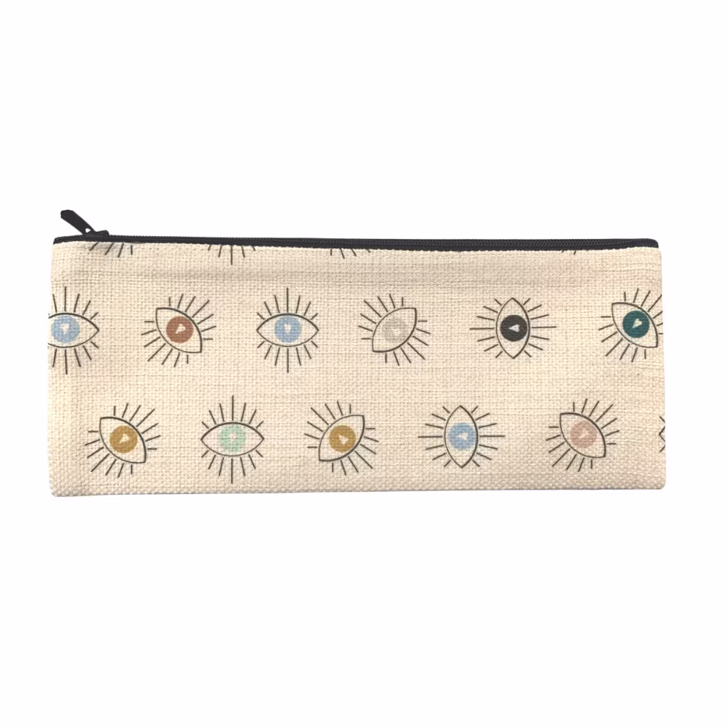 Evil Eye Canvas Eyewear Pouch | Pattern Cosmetic Bag Pencil Rainbow Phone & Coin Purse