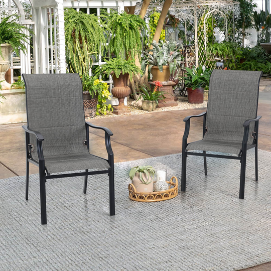Patio Dining Chairs Padded Metal Chairs Mesh Textilene Fabric Outdoor Furniture Set of 2/4