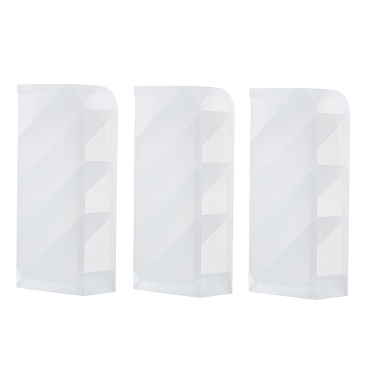 3pcs Pen Holder, Desk Organizer 4 Slots Pencil Stationery Storage Box, Clear