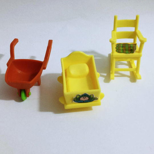 Vintage Cabbage Patch Kids Rocking Chair Bassinet & Wheelbarrow Set Of 3 Cpk Toys | Mt