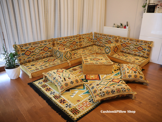 Yellow Sofa, Arabic Sofa Set, L Shape Majlis Sofa, Turkish Home Decor, Couch, Oriental Custom Order Ottoman Decor