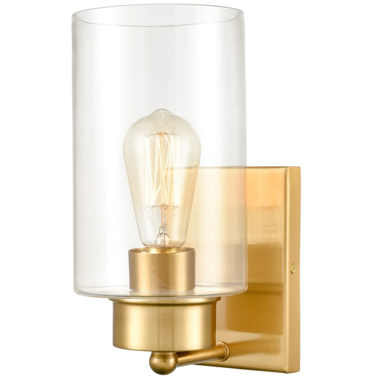 Piccola Modern 1-Light Wall Sconces Brass w/ Clear Glass Shade