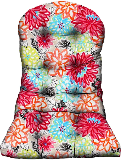 Rsh Decor Tufted Adirondack Chair Cushion Outdoor, Artistic Floral ~ Colors Include Black, Orange, Blue, Grey, Pink, Aqua, Peach, Yellow