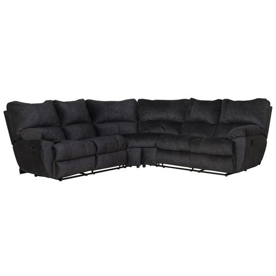 Shannon Curved Grey Fabric Manual Reclining Sectional Sofa