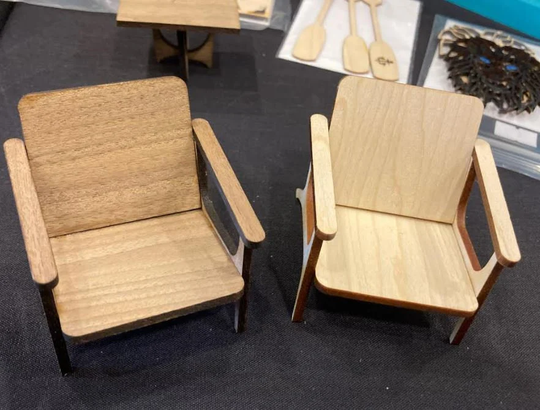 112 Dollhouse Miniature Mcm Lounge Chair Kit-Maple