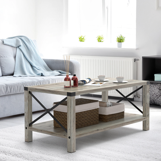 41.1 in. Grey Rectangular Wood Coffee Table - 41.14"L x 21.85"W x 16.73"H