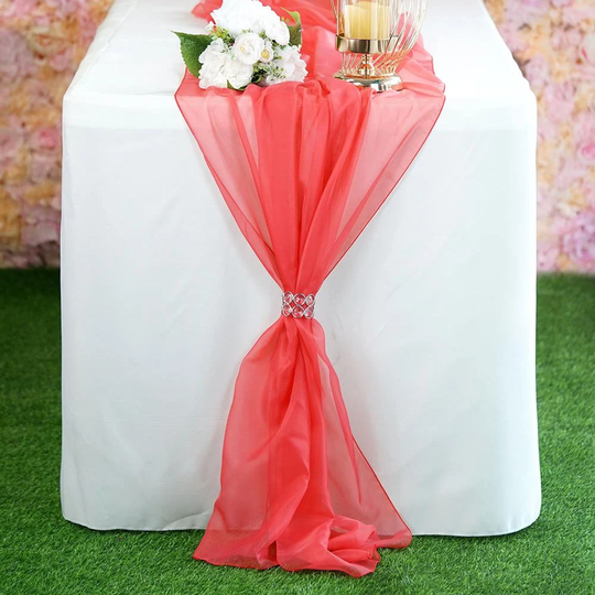 Premium Chiffon Table Runner, Red Chair Sash, Wedding Runner, Runners, Fast Ship Runner