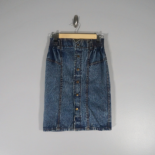 Vintage 80's Denim Acid Wash Pencil Mini Skirt // Size Xs/S