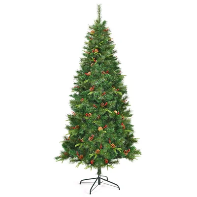 Pre-lit Hinged Artificial Pencil Fir Christmas Tree With Led Lights