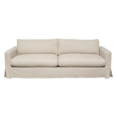 94" Linen Square Arm Slipcovered Sofa with Reversible Cushions