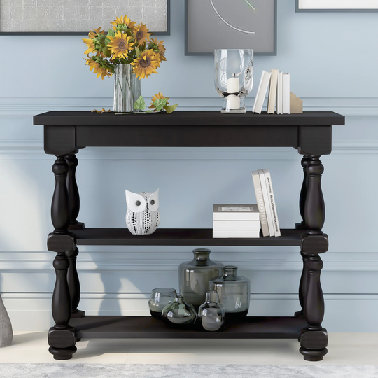 39.4" Modern and Contemporary Console Table Sofa Table Entryway Table with 2 Shelves