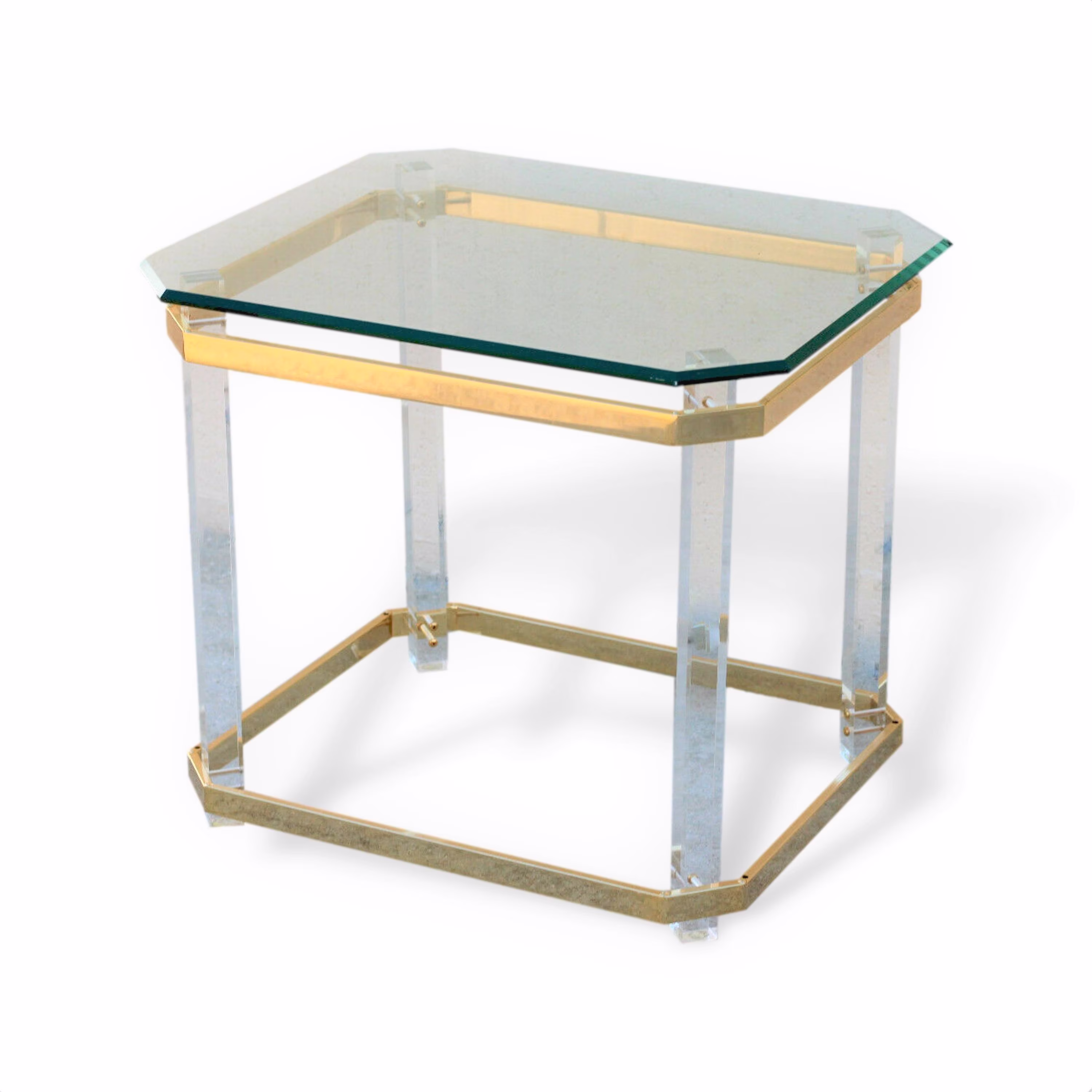 Lucite & Brass End Table Attributed To Charles Hollis Jones