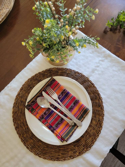 Colorful Placemat, Reusable Napkin, Fall Kitchen Towel, Unique Guatemalan Thick Cotton Fabric Dinner Placemat For Table Top Décor