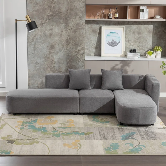 110''W Modern Style 5-Seat Upholstery Sofa with 2 Pillows