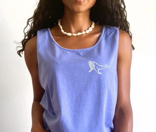 Whale Tank Top, Comfort Colors Tee With Embroidered Unisex Sleeveless Tshirt Many Available, Marine Ocean Life