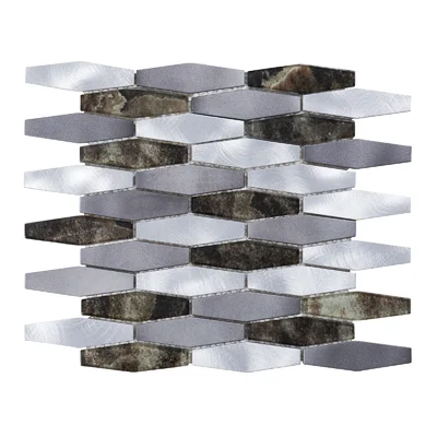 Natural Stone Glass Gray Metal Aluminum Hexagon Mosaic Sheet Tile By Modket