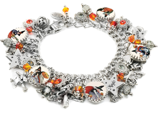 Halloween Charm Bracelet, Colorful Charms, The Mystic Witch Jewelry