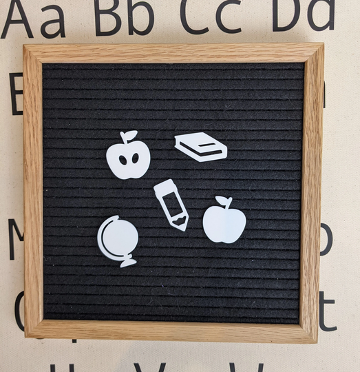 School Letter Board Icons - Back To Felt Accessory Books, Globe, Pencil, Apples Teacher Supplies