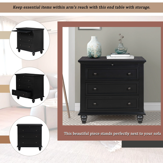 3-Drawer Storage Wood Cabinet