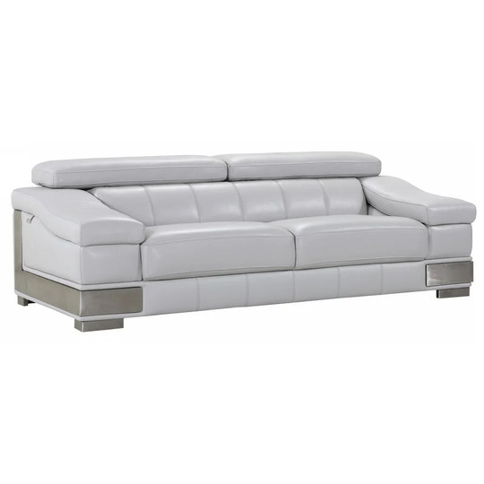 92" Lovely Light Grey Leather Sofa - 31" x 92" x 43"