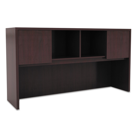 Alera Valencia Series Hutch With Doors, 58.88 x 15 x 35.38, Mahogany - 58.88" x 15" x 35.38"