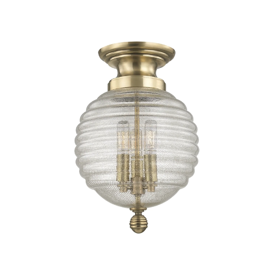 Hudson Valley Coolidge 3-light Brass Flush Mount with Clear Glass Shade