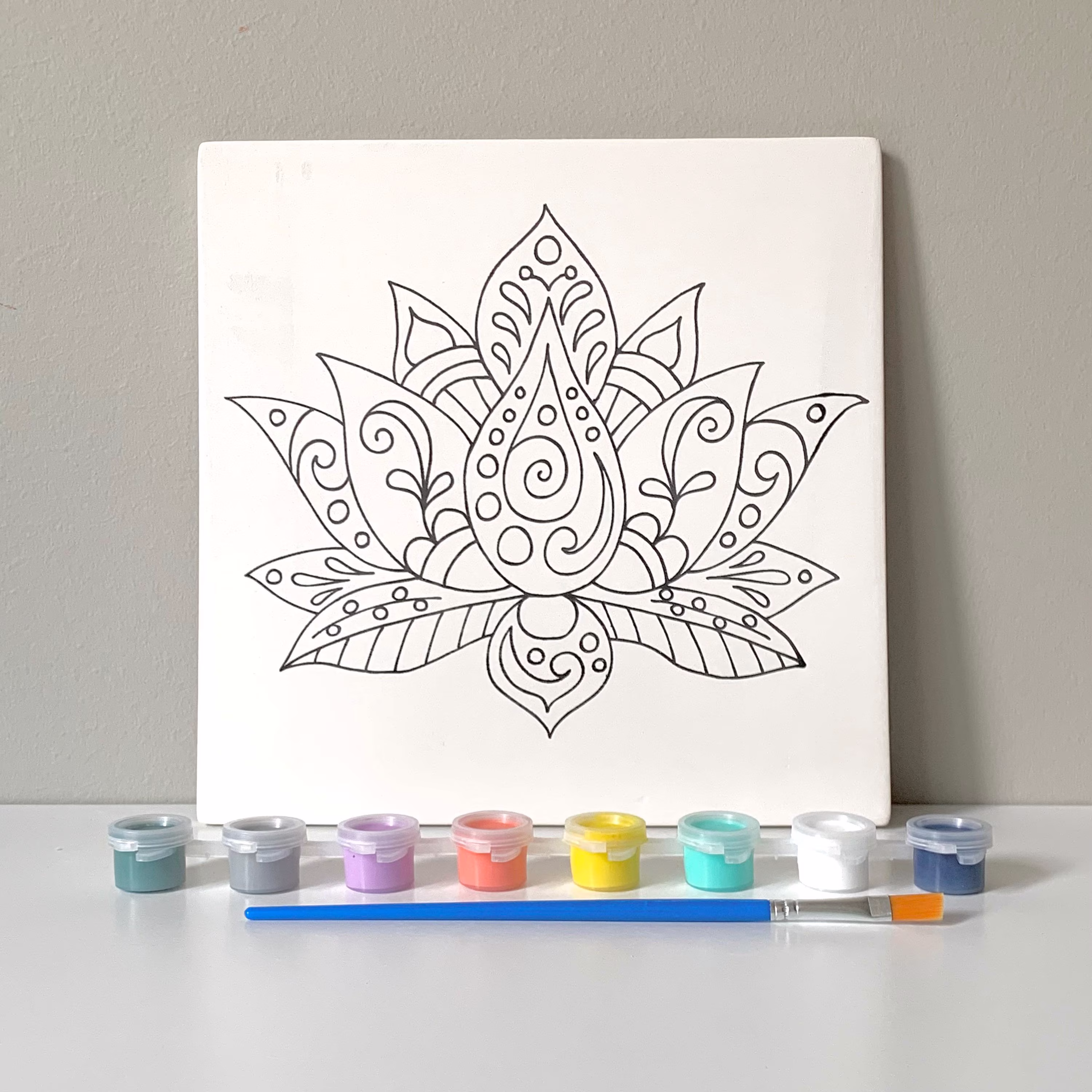 Zen Lotus Painting Kit, Ready To Paint Ceramic, Pottery Painting Kit, Art Paint Spiritual Clay Ceramic Kit
