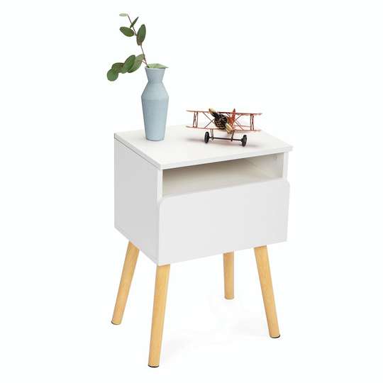 Nightstand, Bedroom End Table with Drawer, Storage Shelf, Side Table for Home & Office